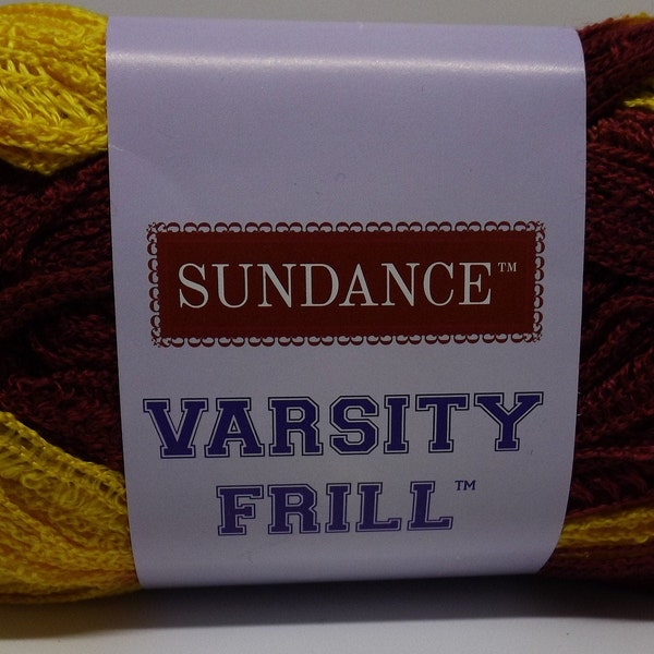 Sundance Scarf Yarn ~ Color Varsity Frill (Garnet/Gold) Team Colors ~ Knitting ~ Crochet ************