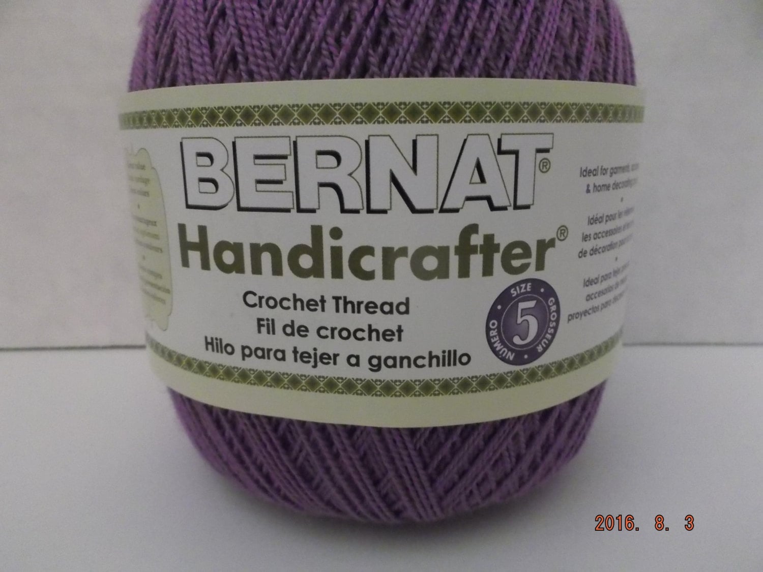 Bernat Handicrafter Crochet Thread Size 5 Vivid Violet 3 oz 371 Yards