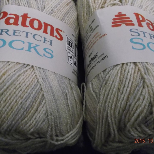 Lot of 2 Balls of  Patons Stretch Sock Yarn ~ Nougat ~ #1 Fine ~