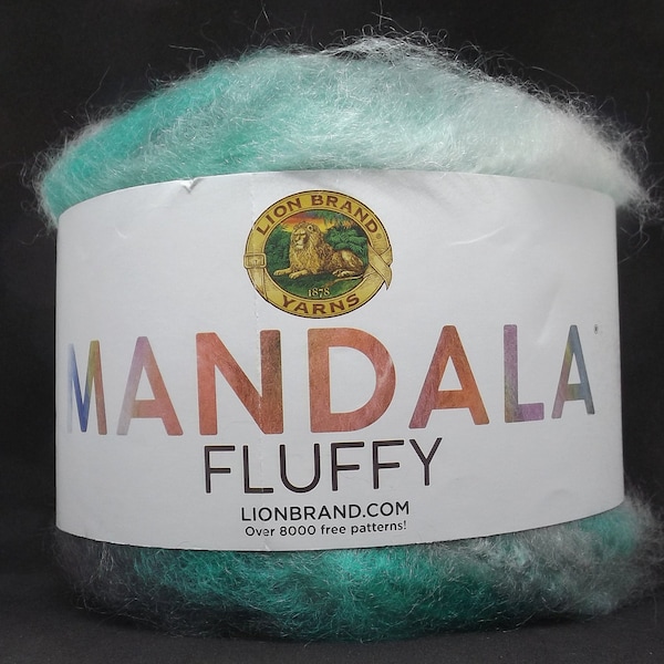 Lion Brand Mandala Fluffy Yarn ~ #606 Dolphin ~ 3.5 oz/100 grams ~ 76 Yards/70 Meters ~ #7 Jumbo ~ (knitting, crochet)