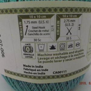 Bernat Handicrafter Crochet Thread Size 5 Still Water 3 oz 371 Yards image 4