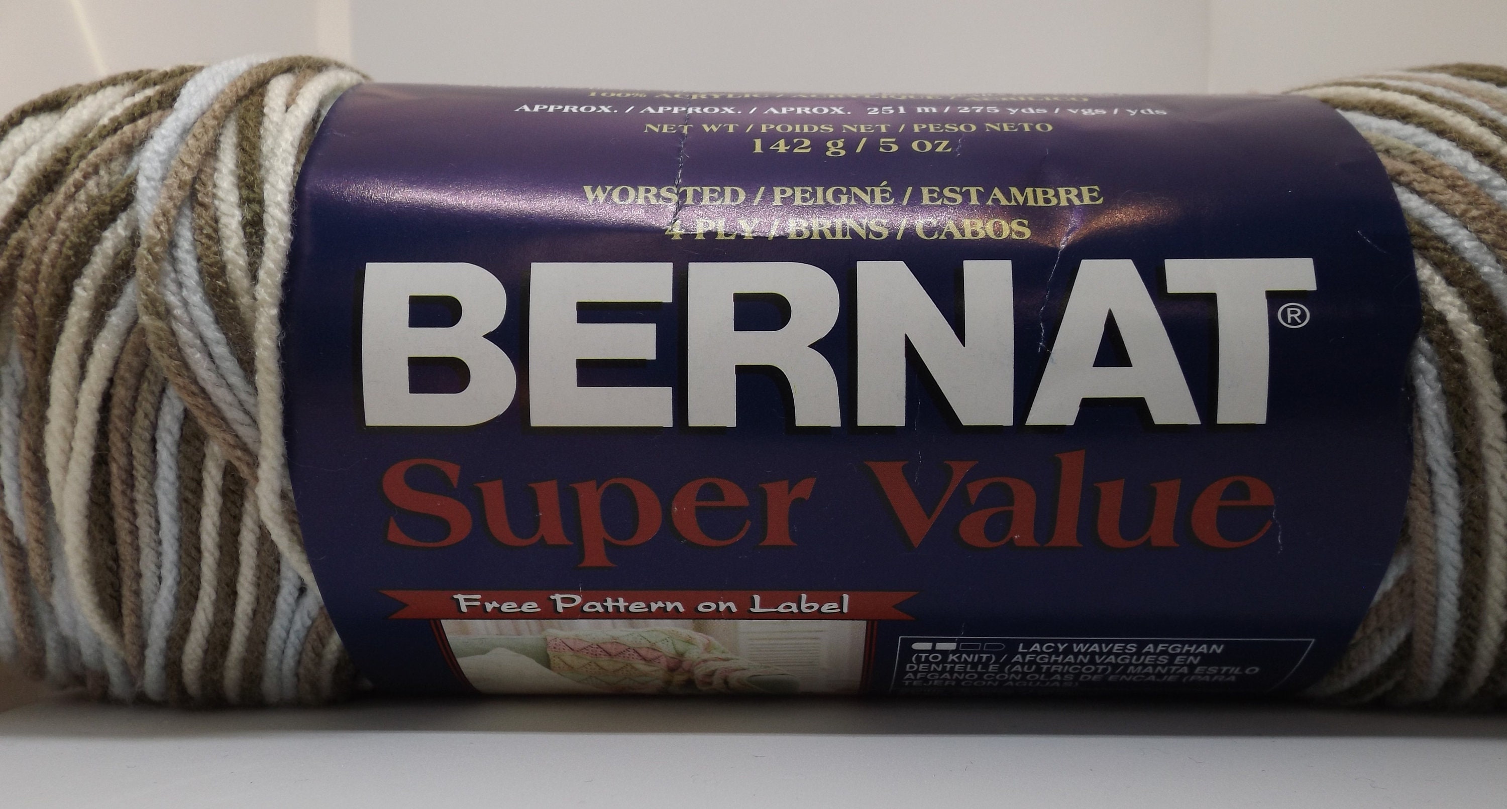 Bernat Super Value True Gray Yarn 3 Pack Of 198g/7oz Acrylic 4