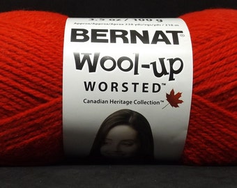 Bernat Wool-Up Worsted ~ Wool Blend ~ #75003 Red ~ 100 grams ~ 238 Yards #4 Medium ~ (knitting, crochet) ****************