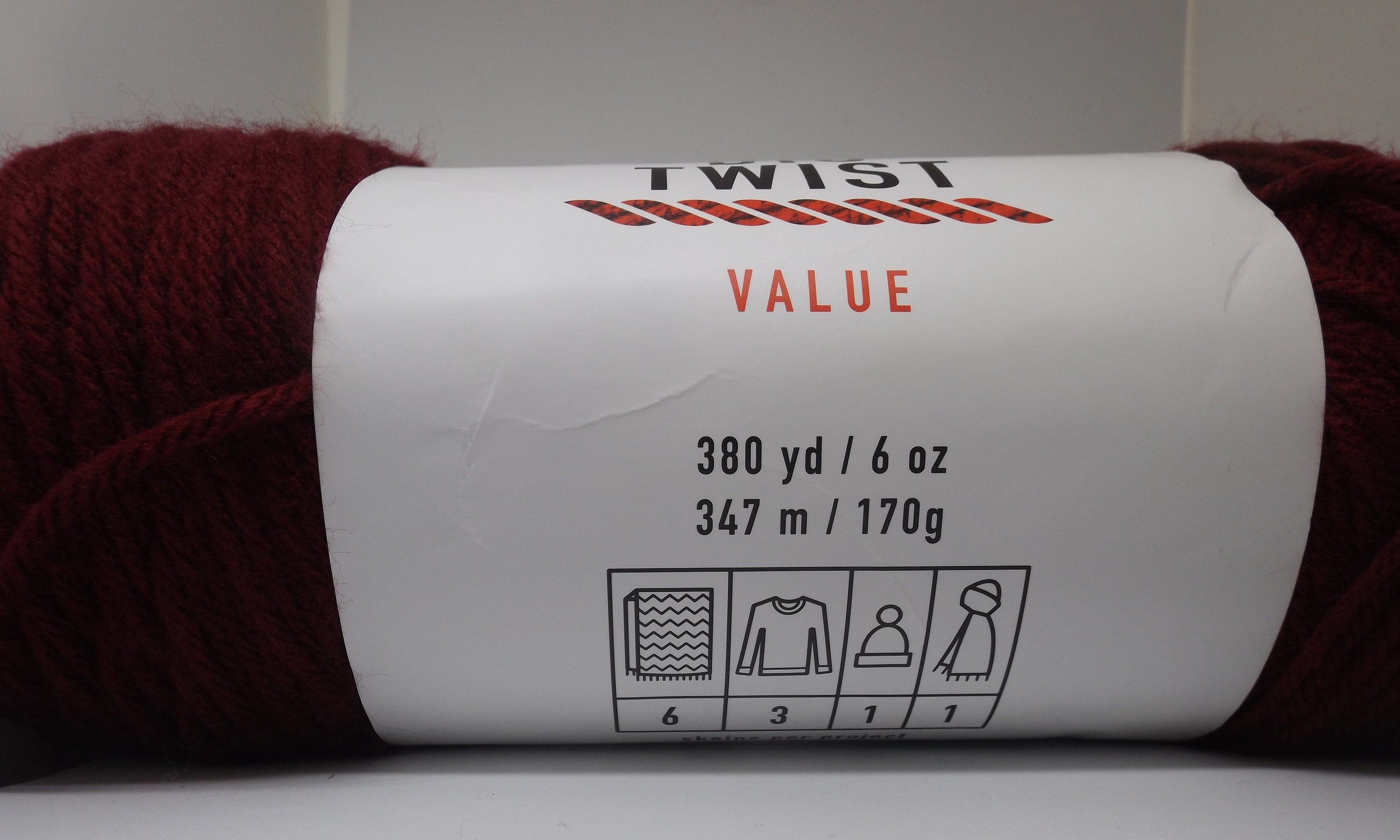 6oz Solid Medium Weight Acrylic 380yd Value Yarn by Big Twist by Big Twist