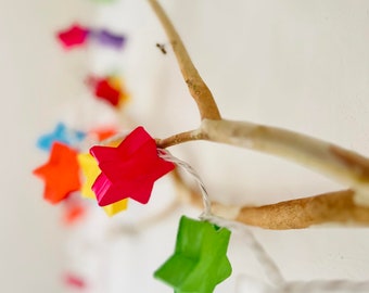 Star paper lantern Colorful string lights Garland: 20 bulbs  Fairy Lights
