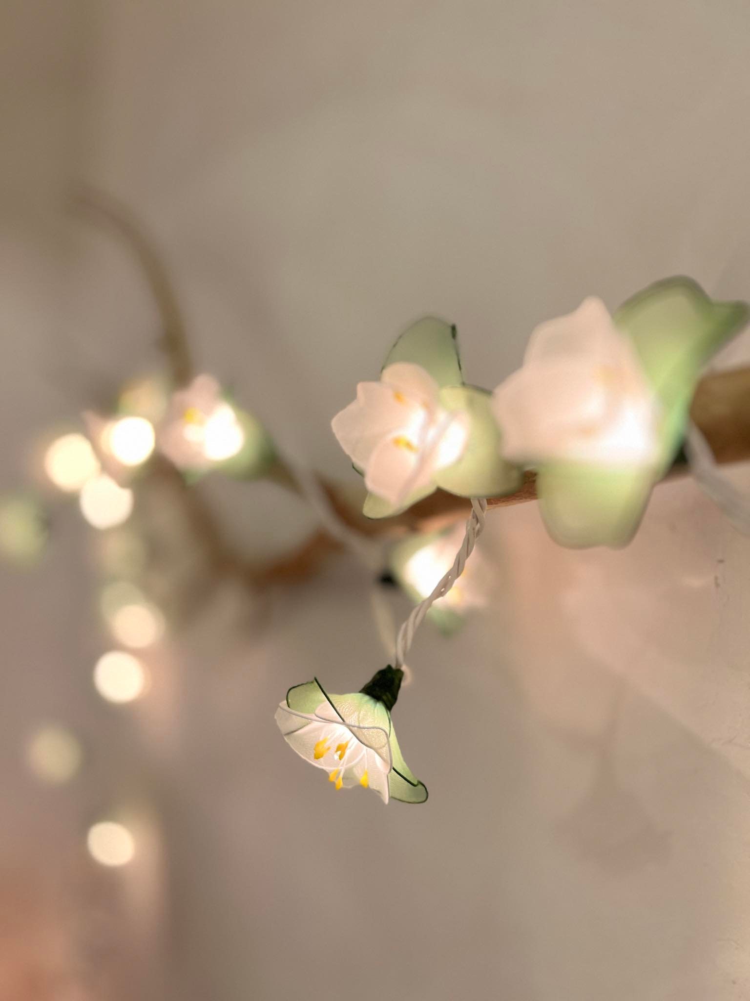 Handmade white and green flower string lights for patio,wedding,party and Decoration, fairy lights (35 UL Warm lights)