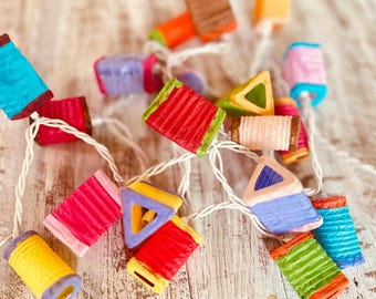 Colorful Mulberry Paper Lantern String Lights: Geometric Party Decor (20 Bulbs)