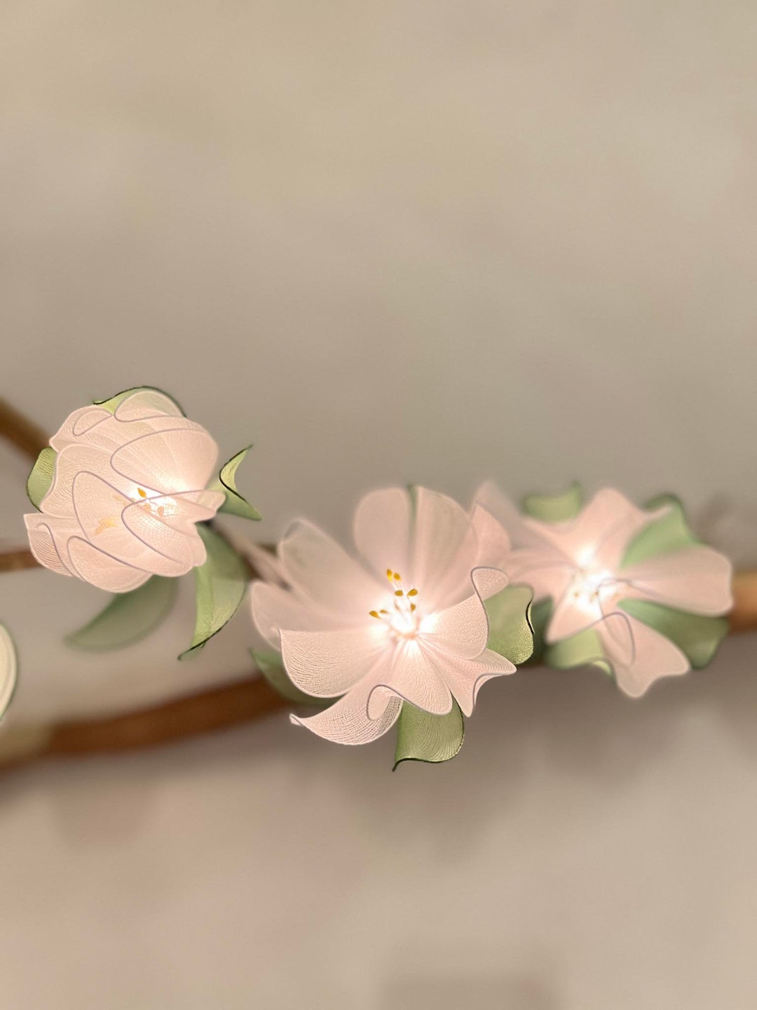 Lotus Light String White Lotus String Lights Party and Decoration: 35 Bulbs Warm Fairy ...
