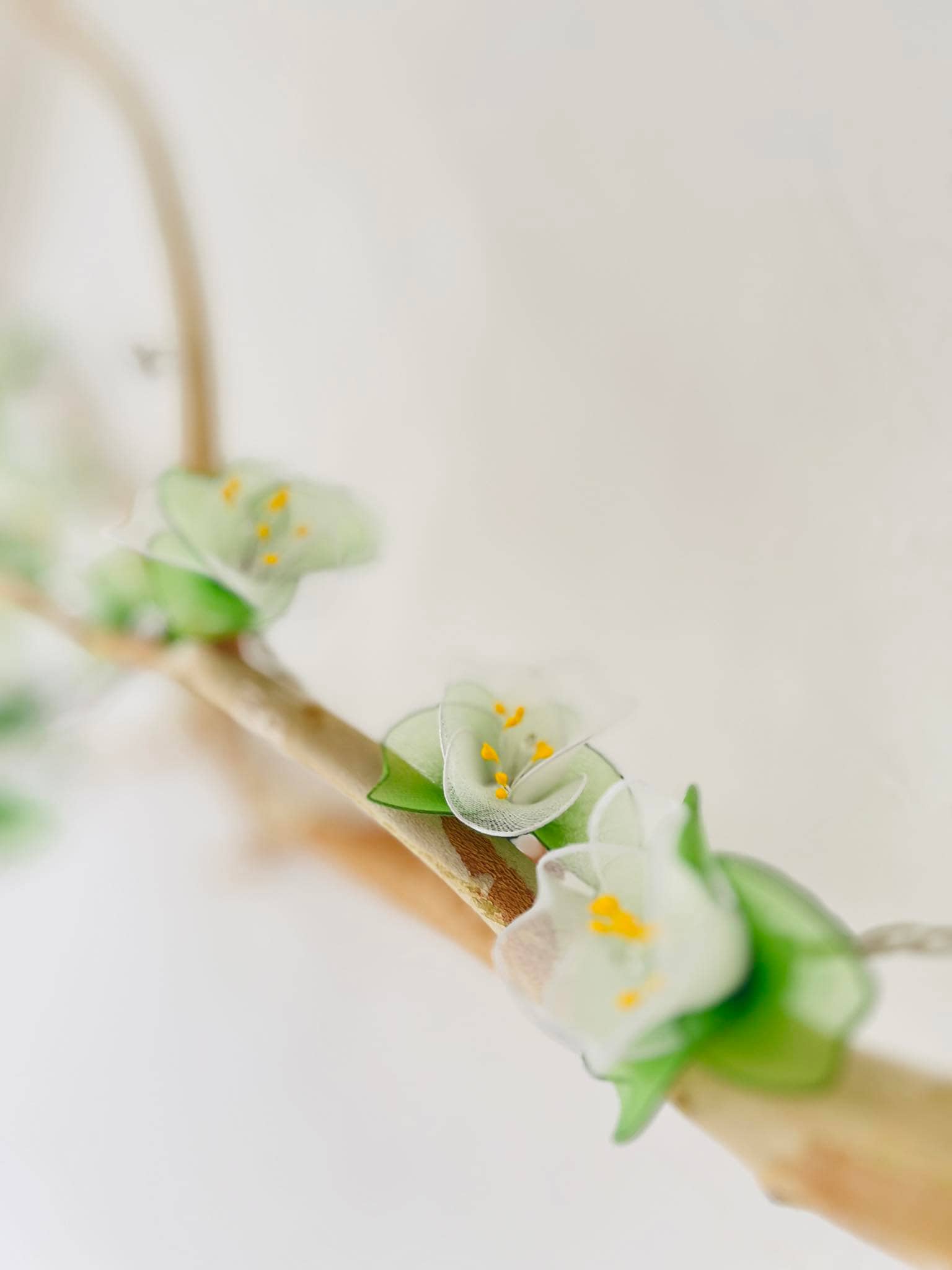 Handmade white and green flower string lights for patio,wedding,party and Decoration, fairy lights (35 UL Warm lights)