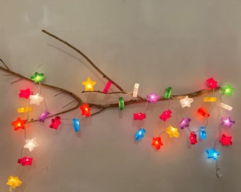 Star paper lantern Colorful string lights Garland: 35 bulbs  Fairy Lights