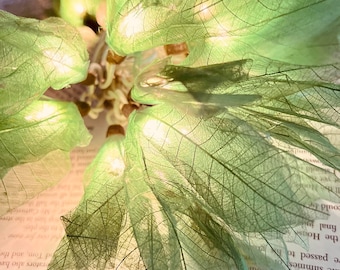 Green Champaka Flower String Lights: Wedding Party Decor (20 UL Warm Lights)