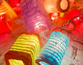 Colorful Mulberry Paper Lantern String Lights: Party Decorations
