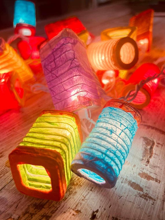 Colorful Mulberry Paper Lantern String Lights: Party Decorations