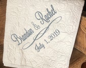 Personalized Wedding Throw Quilt, 25th Anniversary Throw, Anniversary Blanket, Embroidered Throw, Personalized Throw Blanket