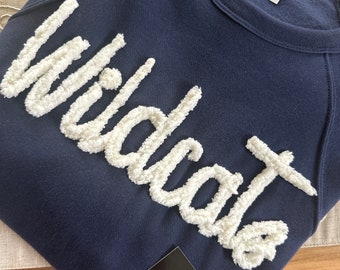 Chenille Yarn Wildcats Sweatshirt, Personalized School Spirit Shirt