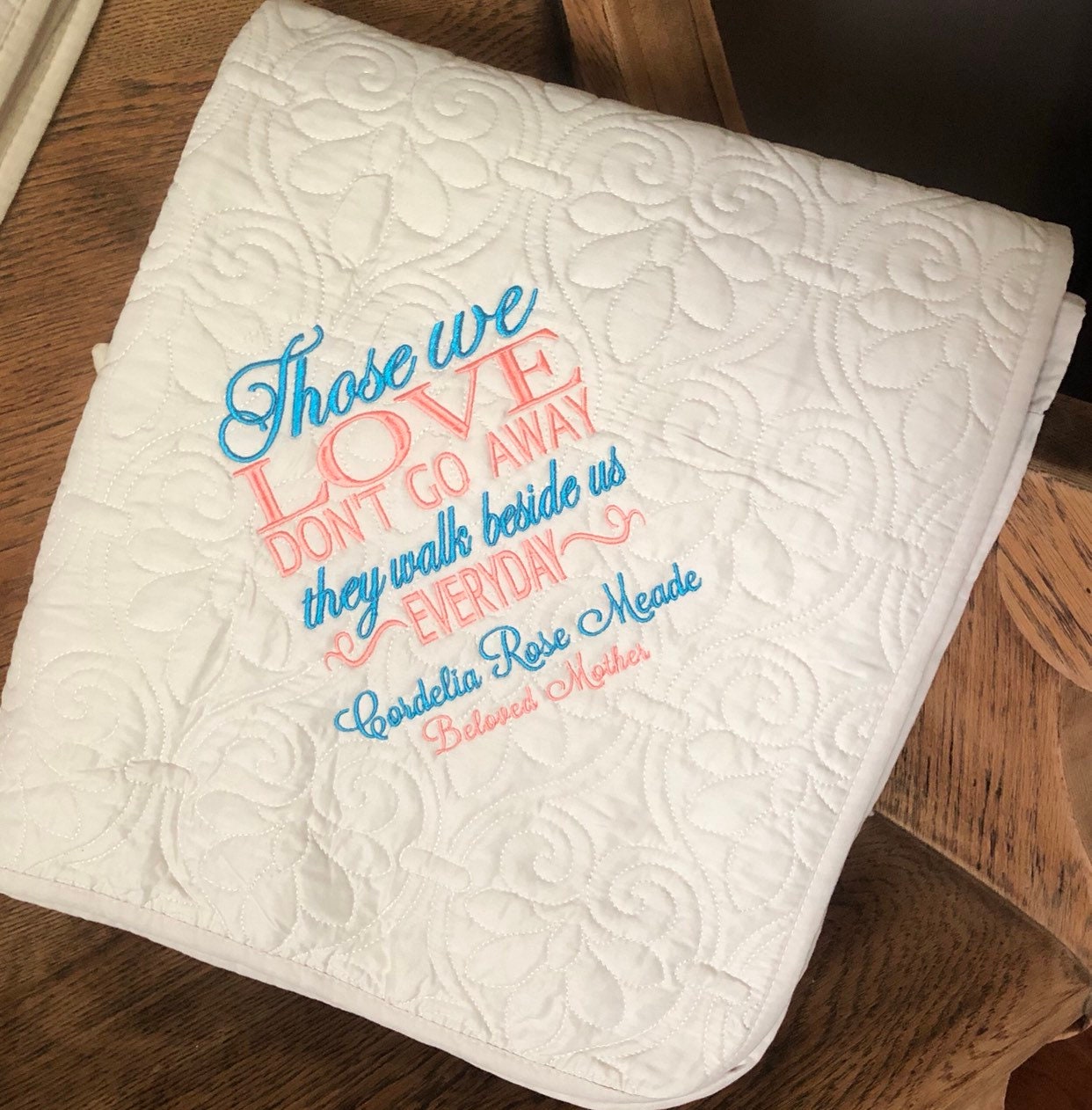 Embroidered Memory Gift Personalized Sympathy Quilt Sympathy Etsy