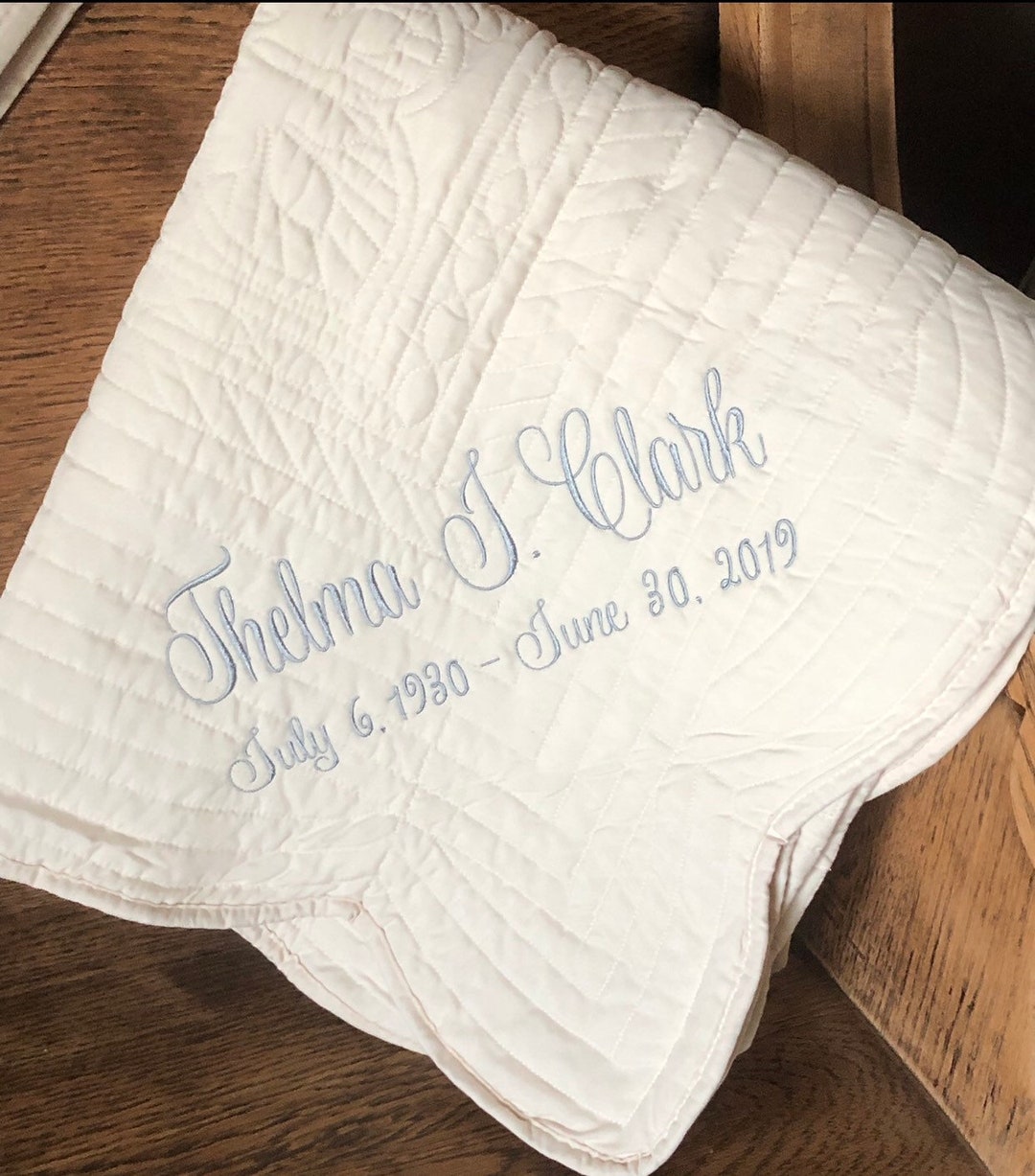 Memorial Throw, Embroidered Quilt, Sympathy Blanket Throw, Forever