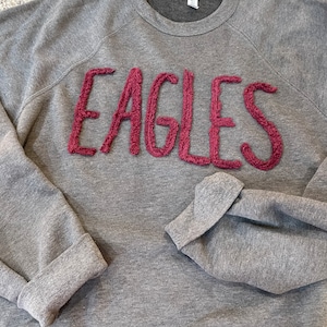 School Spirit, Cheer mom, Chenille yarn, Eagles, Custom Sweatshirt, Personalized Sweatshirt, Embroidery, Team Shirt, Soft Sweatshirt, Leslie