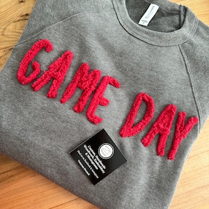 Game Day, School Spirit, Cheer, Chenille yarn, baseball, track, basketball, Custom, Personalized Sweatshirt, Travel Ball, Team Shirt,