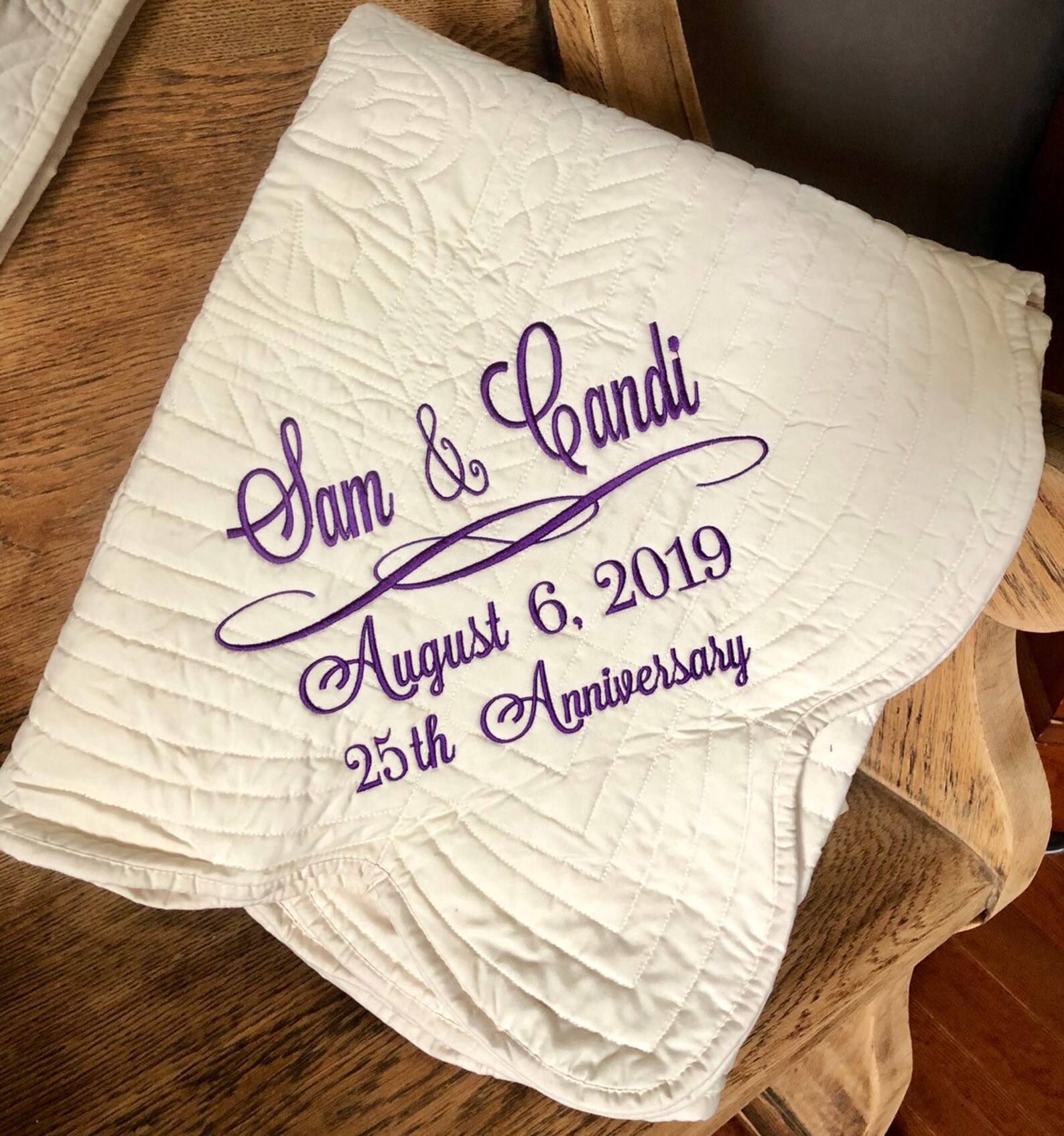25th Wedding Anniversary Quilted Throw Anniversary Blanket Etsy