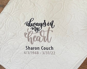Personalized Sympathy Blanket, Quilted Throw, Sympathy Quilt, Sympathy Gift, Consolation, Grief, Because Someone We Love is in Heaven