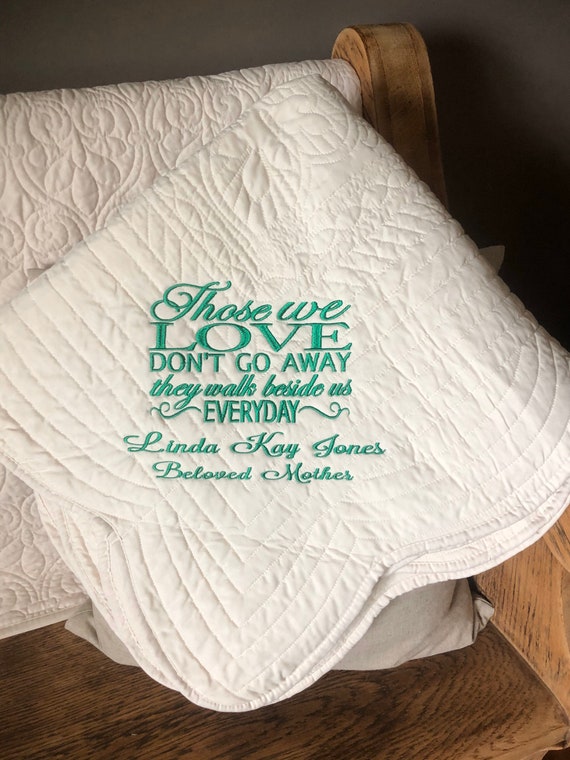 Embroidered Memory Gift Personalized Sympathy Quilt Sympathy Etsy