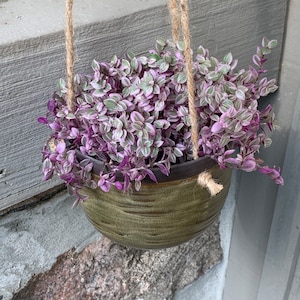 Handmade stoneware hanging planter