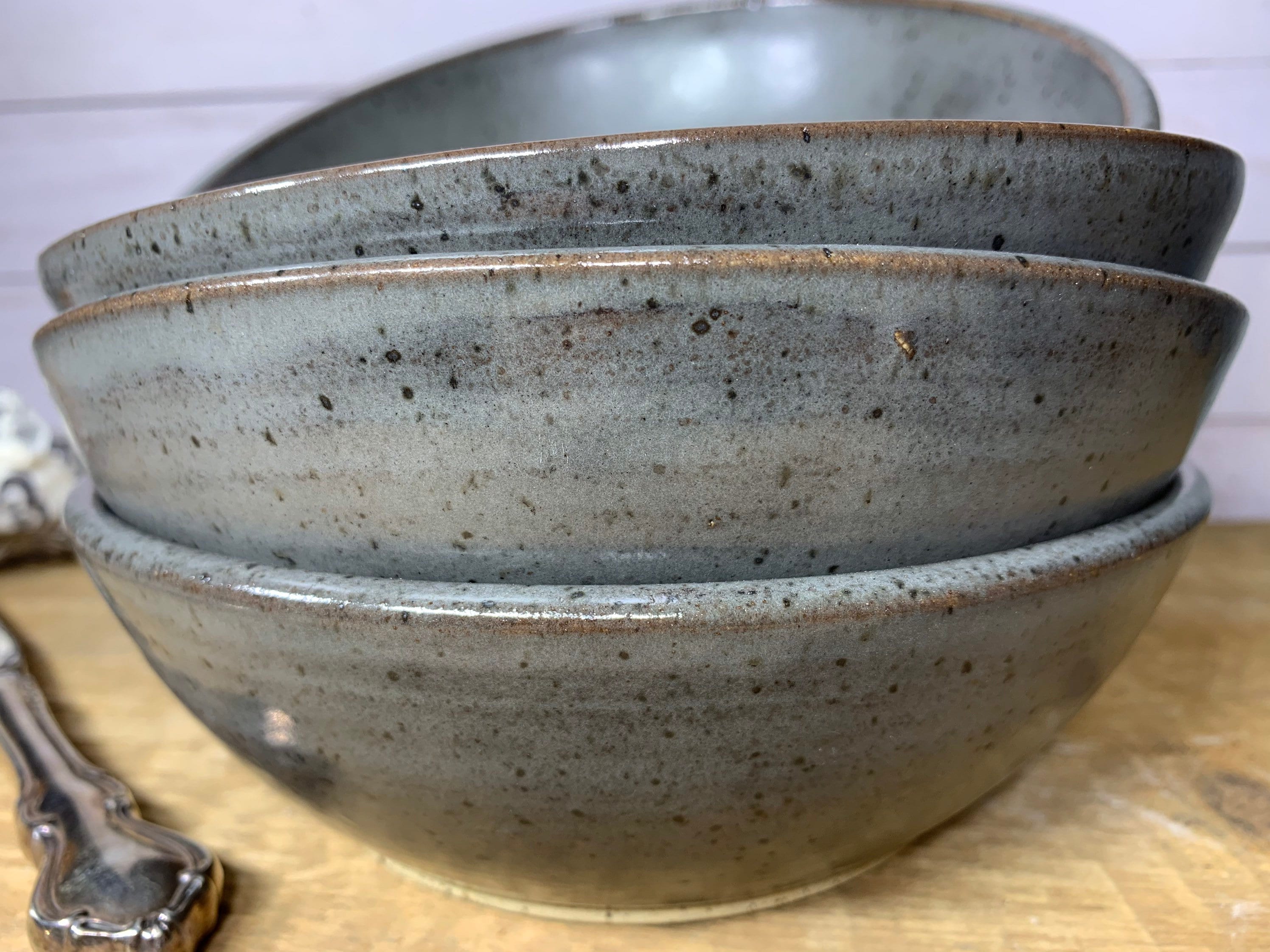 Made to Order Handmade Set of Four Speckled Grey Ceramic Bowls - Etsy