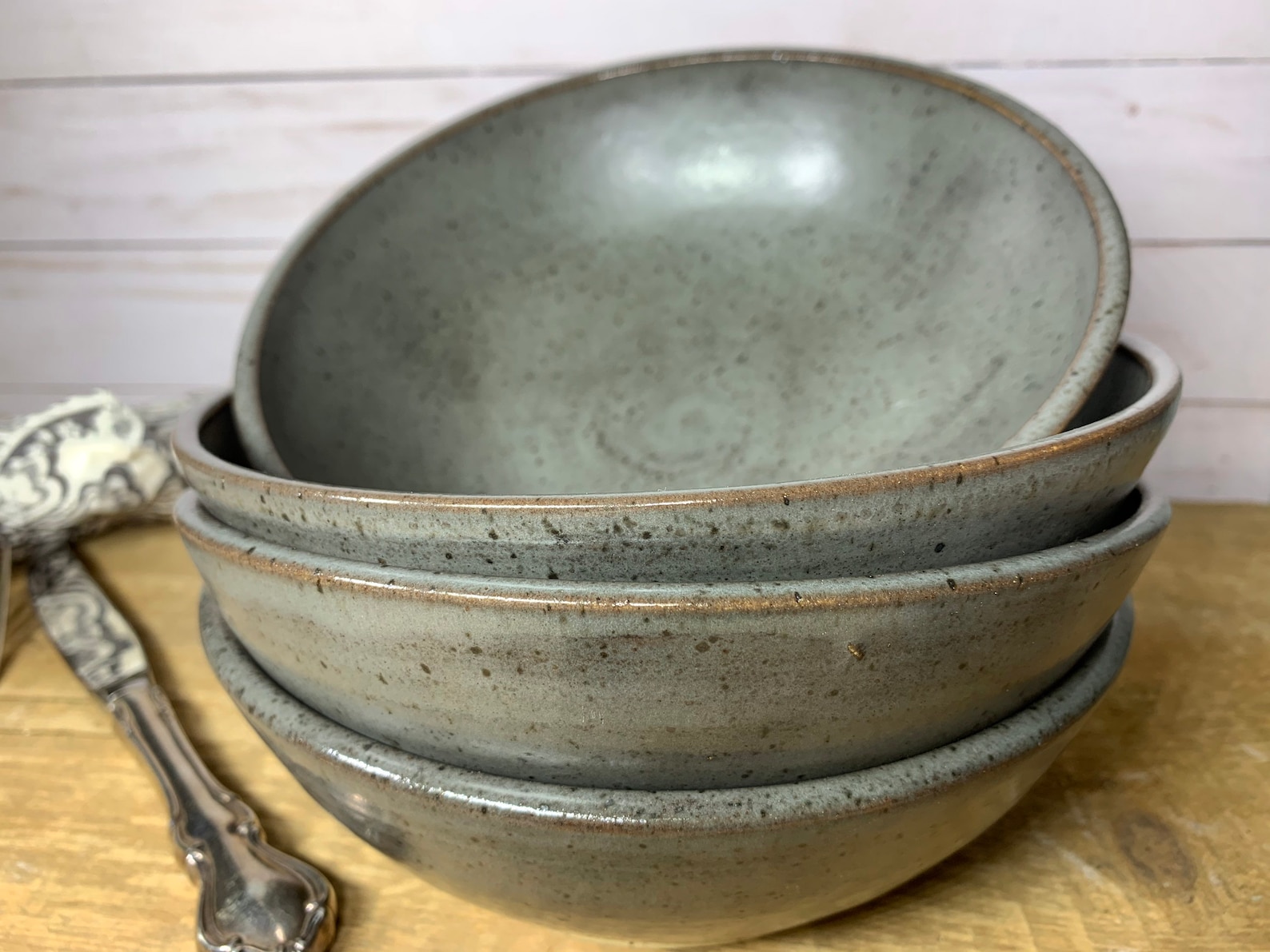 Made to Order Handmade Set of Four Speckled Grey Ceramic Bowls - Etsy