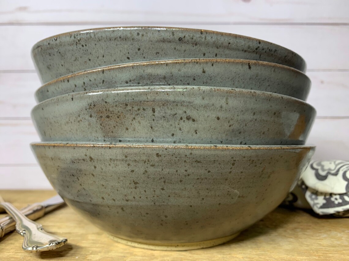 Made to Order Handmade Set of Four Speckled Grey Ceramic Bowls | Etsy