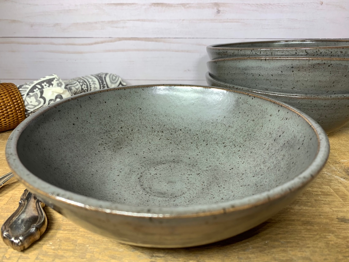 Made to Order Handmade Set of Four Speckled Grey Ceramic Bowls - Etsy