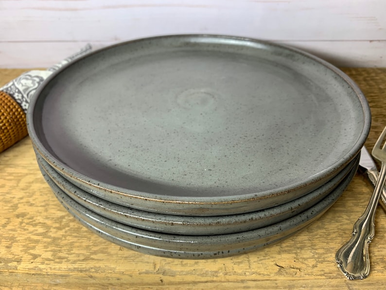 Made to Order Set of Four Speckled Grey Dinner Plates Etsy Canada