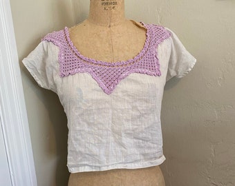 vintage Cotton Crochet Haut d’été