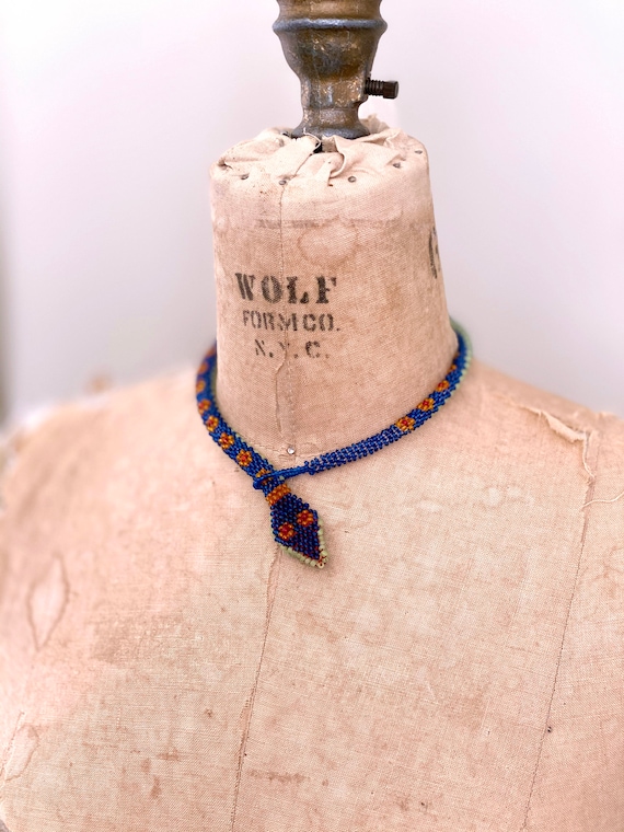 Rare Antique WWI Prisoner of War Beaded Snake neck