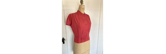 Vintage 1940s Red Rayon Blouse