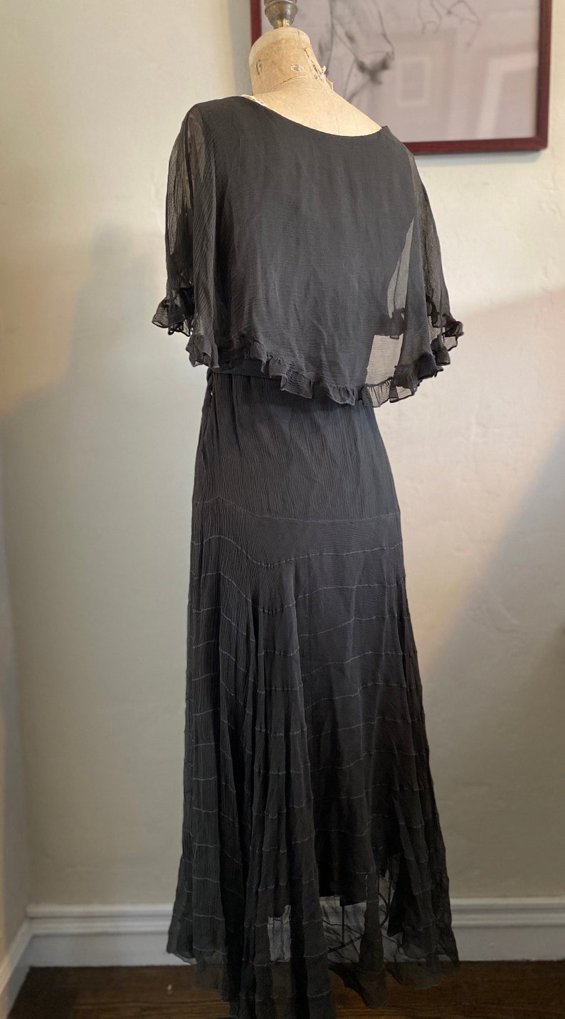 Vintage 30s Silk Chiffon Gown image 6