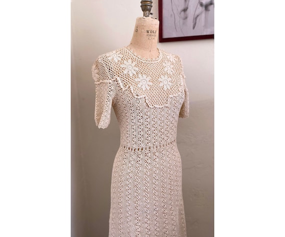 Vintage 1930s Hand-Crochet Dress