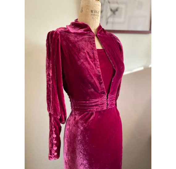 Divine 1930s Silk Velvet jewel-toned gown and jac… - image 1