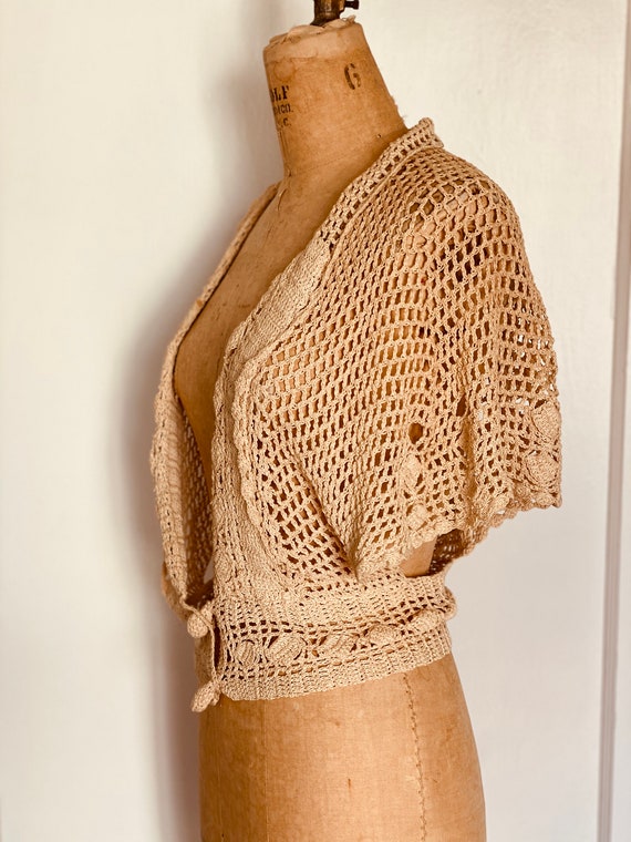 Vintage 1930s Crochet Bolero Capelet Cardigan