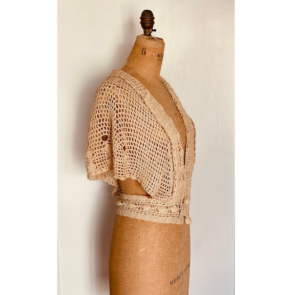 Vintage 1930s Crochet Bolero Capelet Cardigan