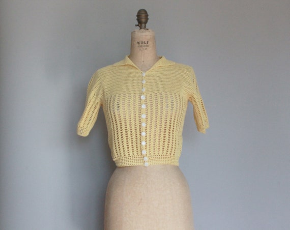 Vintage 1930s Crochet Button Sweater