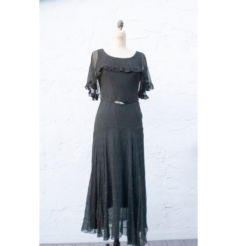 Vintage 30s Silk Chiffon Gown image 3