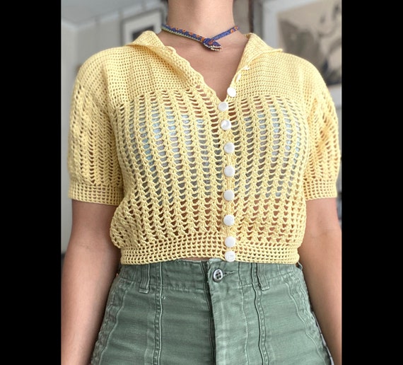 Vintage 1930s Crochet Button Sweater