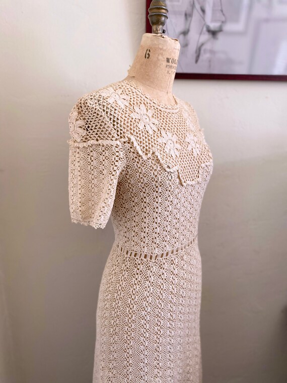 Vintage 1930s Hand-Crochet Dress