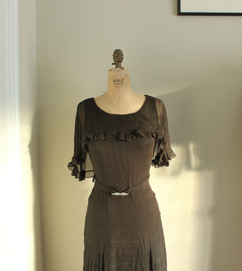 Vintage 30s Silk Chiffon Gown image 4