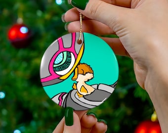 Ceramic Ornament: Wild Robot Print, Christmas Tree Decor, Holiday Gift, Festive Decoration, Robot Lover Gift, Home Decor