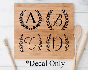 Wreath Last Name Family Decal- Charcuterie Board - Noodle Board Decal -Vinyl Decal - Wreath Decal - Custom decal - Farmhouse decal