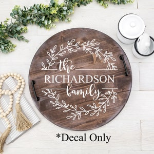 Wreath Last Name Family Decal- Charcuterie Board - Noodle Board Decal -Vinyl Decal - Wreath Decal - Custom decal - Farmhouse decal