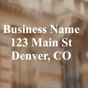 Business Address Decal for Storefront Window  - Vinyl Decal - Business Name - Storefront Decal - Vinyl Decal - Business Decal