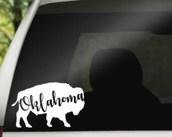 Oklahoma Buffalo Decal - Vinyl Decal - Car Decal - Buffalo Decal - State Decal - Sticker